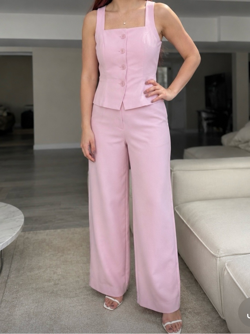 Abercrombie & Fitch Blush Pink Tailored Vest and Pantsuit
